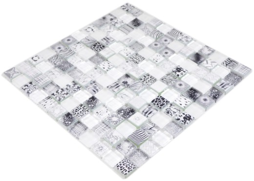 Cuadrado Crystal mix super blanco mosaico azulejo pared azulejo backsplash cocina ducha baño MOS74-0203_f