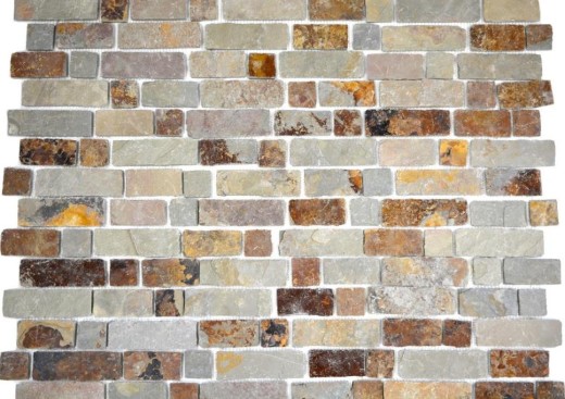 Azulejo de mosaico de pizarra piedra natural ladrillo marrón óxido azulejo backsplash mosaico estera mosaico azulejo splashback - MOS34-1204