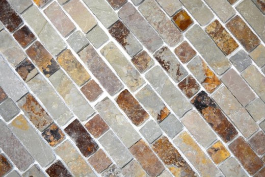 Azulejo de mosaico de pizarra piedra natural ladrillo marrón óxido azulejo backsplash mosaico estera mosaico azulejo splashback - MOS34-1204