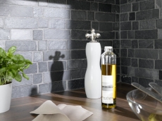 Pizarra mosaico de azulejos de piedra natural de ladrillo antracita negro jack mosaico estera mosaico azulejo splashback cocina - MOS34-0208