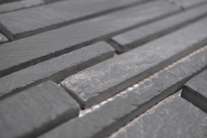 Pizarra mosaico de azulejos de piedra natural de ladrillo antracita negro mosaico estera splashback pared paneles - MOS34-0206
