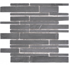 Muestra de mano mosaico azulejo pizarra piedra natural ladrillo pizarra antracita MOS34-0206_m