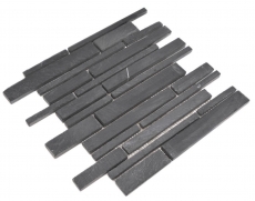 Muestra de mano mosaico azulejo pizarra piedra natural ladrillo pizarra antracita MOS34-0206_m