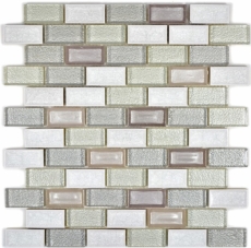 Muestra de mano azulejo mosaico Cerámica translúcida blanco Mosaico de vidrio ladrillo Cerámica cristal blanco ártico MOS83IC-0211_m