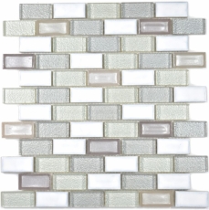 Muestra de mano mosaico azulejo translúcido cerámica blanco ladrillo vidrio mosaico cristal cerámica blanco antiguo MOS83IC-0121_m