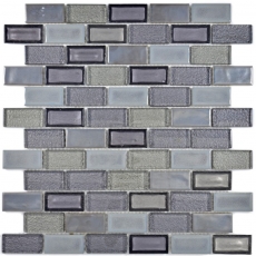 Muestra de mano mosaico azulejo translúcido cerámica gris Ladrillo mosaico de vidrio Cristal cerámica viejo gris MOS83IC-0229_m