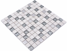 Muestra de mano cuadrado cristal/piedra/acero mezcla madera blanco mosaico azulejo pared azulejo backsplash cocina baño MOS82-0108_m