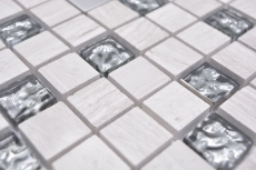 Muestra de mano cuadrado cristal/piedra/acero mezcla madera blanco mosaico azulejo pared azulejo backsplash cocina baño MOS82-0108_m
