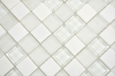 Muestra de mano cuadrado cristal/piedra mezcla super blanco mosaico azulejo pared azulejo backsplash cocina baño MOS72-0001_m