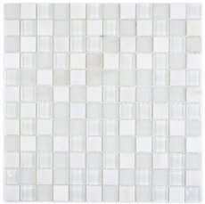 Muestra de mano cuadrado cristal/piedra mezcla super blanco mosaico azulejo pared azulejo backsplash cocina baño MOS72-0001_m