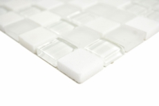 Muestra de mano cuadrado cristal/piedra mezcla super blanco mosaico azulejo pared azulejo backsplash cocina baño MOS72-0001_m