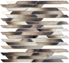 Muestra de mano compuesto cristal/mármol mezcla EP beige/marrón biselado mosaico azulejo pared azulejo backsplash cocina baño MOS86-1112_m