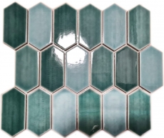 Mosaico de azulejos de cerámica mosaico hexagonal verde brillante cocina pared baño MOS11J-475_f