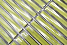Mosaico de azulejos de cerámica mosaico varillas verde claro moteado brillante pared cocina baño MOS24-CS16_f