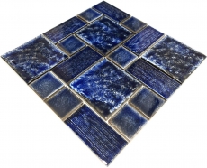 Muestra de mano mosaico azulejo cerámica mosaico combi azul brillante baño ducha pared MOS13-KAS2_m