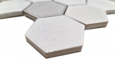 Muestra de mano azulejo mosaico cerámica mosaico hexagonal blanco brillante cocina baño MOS11K-SAN1_m