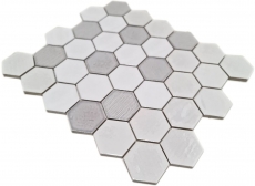 Muestra de mano azulejo mosaico cerámica mosaico hexagonal blanco brillante cocina baño MOS11K-SAN1_m