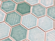 Muestra de mano mosaico azulejo cerámica mosaico hexagonal verde brillante azulejo espejo ducha MOS11K-SAN5_m