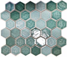 Muestra de mano mosaico azulejo cerámica mosaico hexagonal verde brillante azulejo espejo ducha MOS11K-SAN5_m