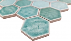 Muestra de mano mosaico azulejo cerámica mosaico hexagonal verde brillante azulejo espejo ducha MOS11K-SAN5_m