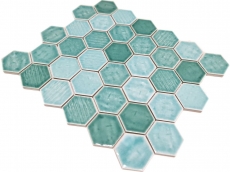 Muestra de mano mosaico azulejo cerámica mosaico hexagonal verde brillante azulejo espejo ducha MOS11K-SAN5_m