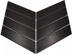 Azulejo espiga cerámica mosaico liso negro mate baño cocina MOS24-CHEV09