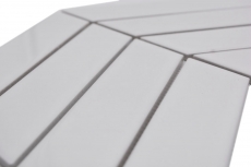 Muestra de mano mosaico azulejo cerámica mosaico espiga mezcla blanco brillante mate azulejo backsplash baño MOS24-CHEV11_m