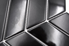 Muestra de mano mosaico azulejo de cerámica mosaico espiga mezcla negro brillante mate cocina splashback MOS24-CHEV19_m