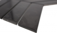 Muestra de mano mosaico azulejo de cerámica mosaico espiga mezcla negro brillante mate cocina splashback MOS24-CHEV19_m