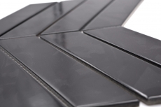 Muestra de mano mosaico azulejo de cerámica mosaico espiga mezcla negro brillante mate cocina splashback MOS24-CHEV19_m