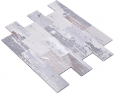 Mosaico mosaico autoadhesivo aluminio aspecto madera shabby chic gris Subway MOS200-4S49