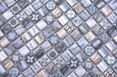 Mosaico de vidrio mosaico azulejo retro aspecto madera gris pastel azul baño cocina MOS78-W49
