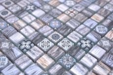 Mosaico de vidrio mosaico azulejo retro aspecto madera gris pastel azul baño cocina MOS78-W49