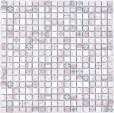 Mosaico de vidrio mosaico azulejo retro aspecto madera crema marrón claro ornamento MOS78-W79