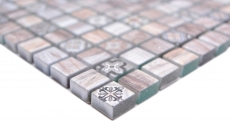 Mosaico de vidrio mosaico azulejo retro aspecto madera crema marrón claro ornamento MOS78-W79