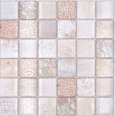 Mosaico de vidrio mosaico azulejo cocodrilo crema beige estructura cocina splashback baño MOS78-W38