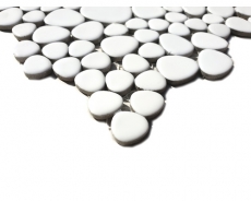 Pebble mosaico Pebbles gotas de cerámica mosaico guijarro uni blanco mate cocina baño MOS12-0111