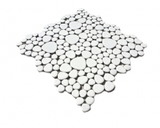 Pebble mosaico Pebbles gotas de cerámica mosaico guijarro uni blanco mate cocina baño MOS12-0111