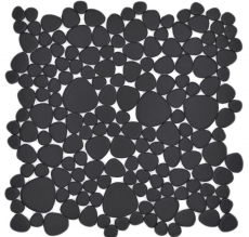 Pebble mosaico Pebbles cerámica gotas mosaico guijarro uni negro mate azulejo backsplash cocina baño MOS12-0311