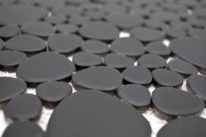 Pebble mosaico Pebbles cerámica gotas mosaico guijarro uni negro mate azulejo backsplash cocina baño MOS12-0311
