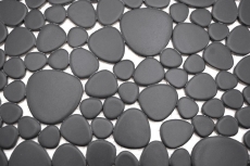 Pebble mosaico Pebbles cerámica gotas mosaico guijarro uni negro mate azulejo backsplash cocina baño MOS12-0311