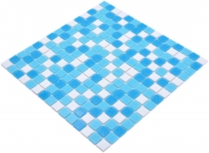 Mosaico de azulejos Mosaico de vidrio Classic Mix Mezcla de vidrio blanco azul aglomerado con papel Mosaico de piscina Mosaico de piscina MOS210-323P_f