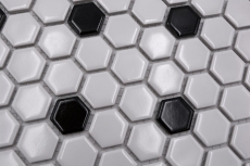 Mosaico de azulejos de cerámica mosaico hexagonal mezcla beige negro brillante cocina splashback baño MOS11A-03G01_f