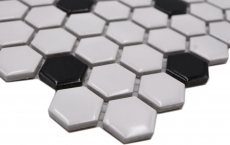 Mosaico de azulejos de cerámica mosaico hexagonal mezcla beige negro brillante cocina splashback baño MOS11A-03G01_f