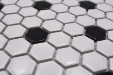 Mosaico de azulejos de cerámica mosaico hexagonal mezcla beige negro brillante cocina splashback baño MOS11A-03G01_f
