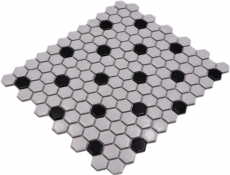 Mosaico de azulejos de cerámica mosaico hexagonal mezcla beige negro brillante cocina splashback baño MOS11A-03G01_f