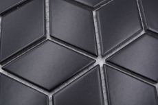 Mosaico azulejo cerámica mosaico combinación 3D cubo uni negro mate baño cocina pared MOS13-POV5_f
