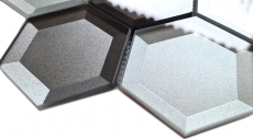 Azulejo de mosaico de vidrio mosaico combi hexagonal 3D look mezcla pared cocina baño MOS88-XB159_f