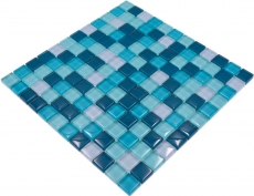 Azulejo de mosaico de vidrio mosaico mezcla azul petróleo cocina baño backsplash MOS88-XCE95_f