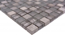 Azulejo de mosaico de vidrio piedra natural mosaico de piedra mezcla gris mate azulejo backsplash MOS92-590_f